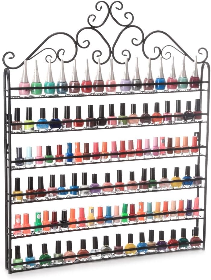DAZONE Nail Polish Wall Rack Organizer Hold 120 Bottles Nail Polish Shelf Black