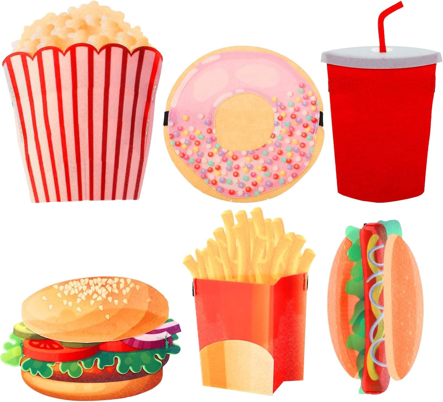 6 Pcs Elf Accessories Clothes, Clothing for Elf Doll, Sweet Popcorn Doughnut French Fries Burgers Costume Outfits Clothes fits Boy or Girl Elf Doll Christmas Party Decorations Kids Gift