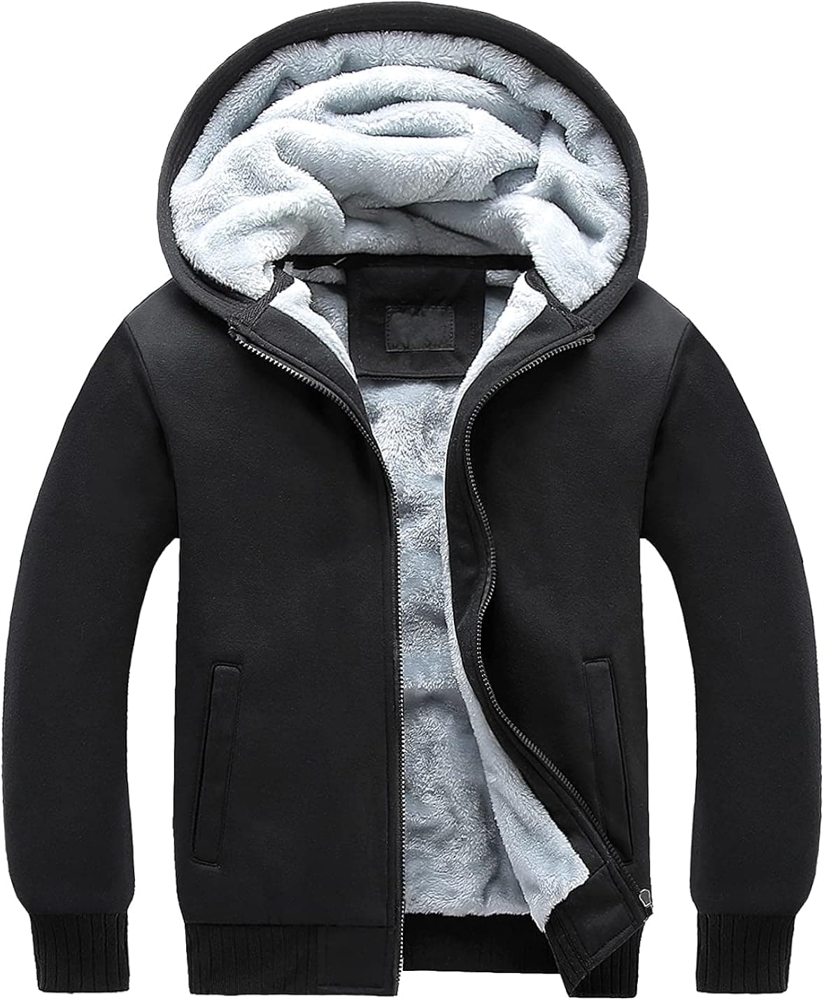 Locachy Women's Loose Casual Thick Sherpa Fleece Lined Zip Up Solid Hooded Sweatshirt Jacket
