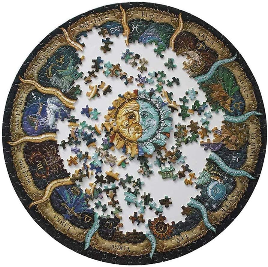 500 Pieces The Signs of The Zodiac Jigsaw Puzzle for Kids & Adult, Moon Image Jigsaw by ApolloJigsaw Large Puzzle Game Toys Gift