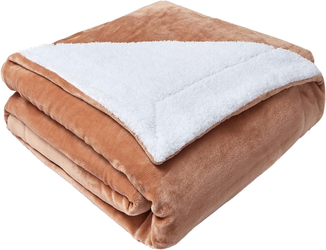 Beamlike Sherpa Fleece Blanket Super Soft Throw Blanket, Cider Orange Warm Blanket, Cozy Plush Microfiber Blanket, 50"x60", Throw Size
