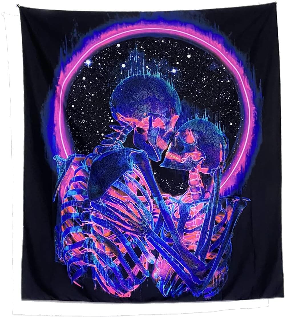 Jiamusi Astronaut and Mushroom Forest Planet Blacklight Tapestry UV Reactive Tapestry for Bedroom Trippy Tapestry Black Light Tapestry Aesthetic Wall Hanging for Room Home Decor