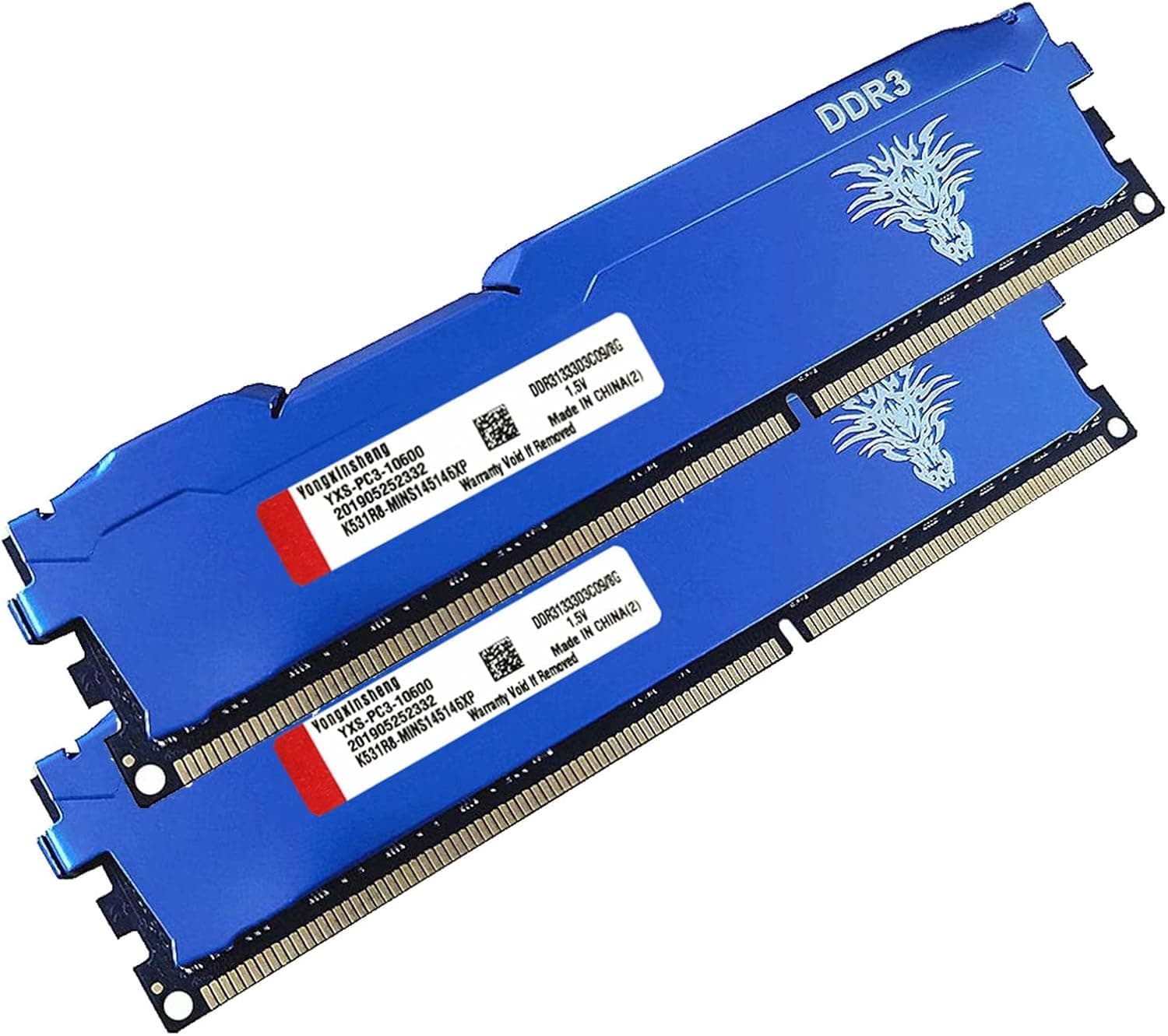 Yongxinsheng DDR3 16GB Kit (8GBx2) Desktop RAM 1333MHz PC3-10600 UDIMM Non-ECC Unbuffered 1.5V 2Rx8 Dual Rank 240 Pin CL9 PC Computer Memory Upgrade Module (Blue)