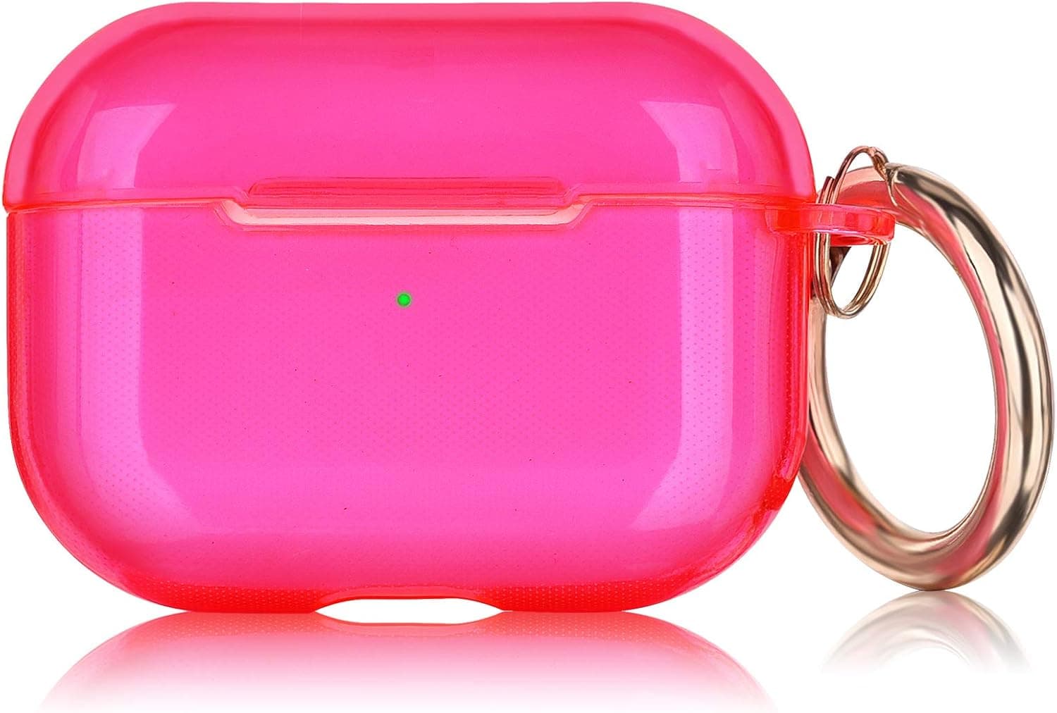 AirPods Pro Case AIRSPO Clear Case for AirPods Pro Charging Case Soft TPU Airpod Pro Protective Case 2019 with Keychain Airpods Pro Protective Cover Skin (Neon Hot Pink)