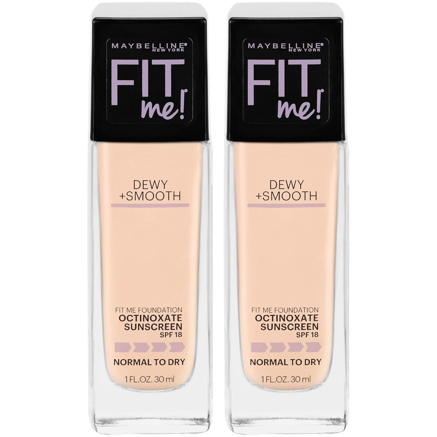 Maybelline New York Fit Me Dewy + Smooth Liquid Foundation Makeup With Spf 18, Porcelain, 2 Fluid Ounce