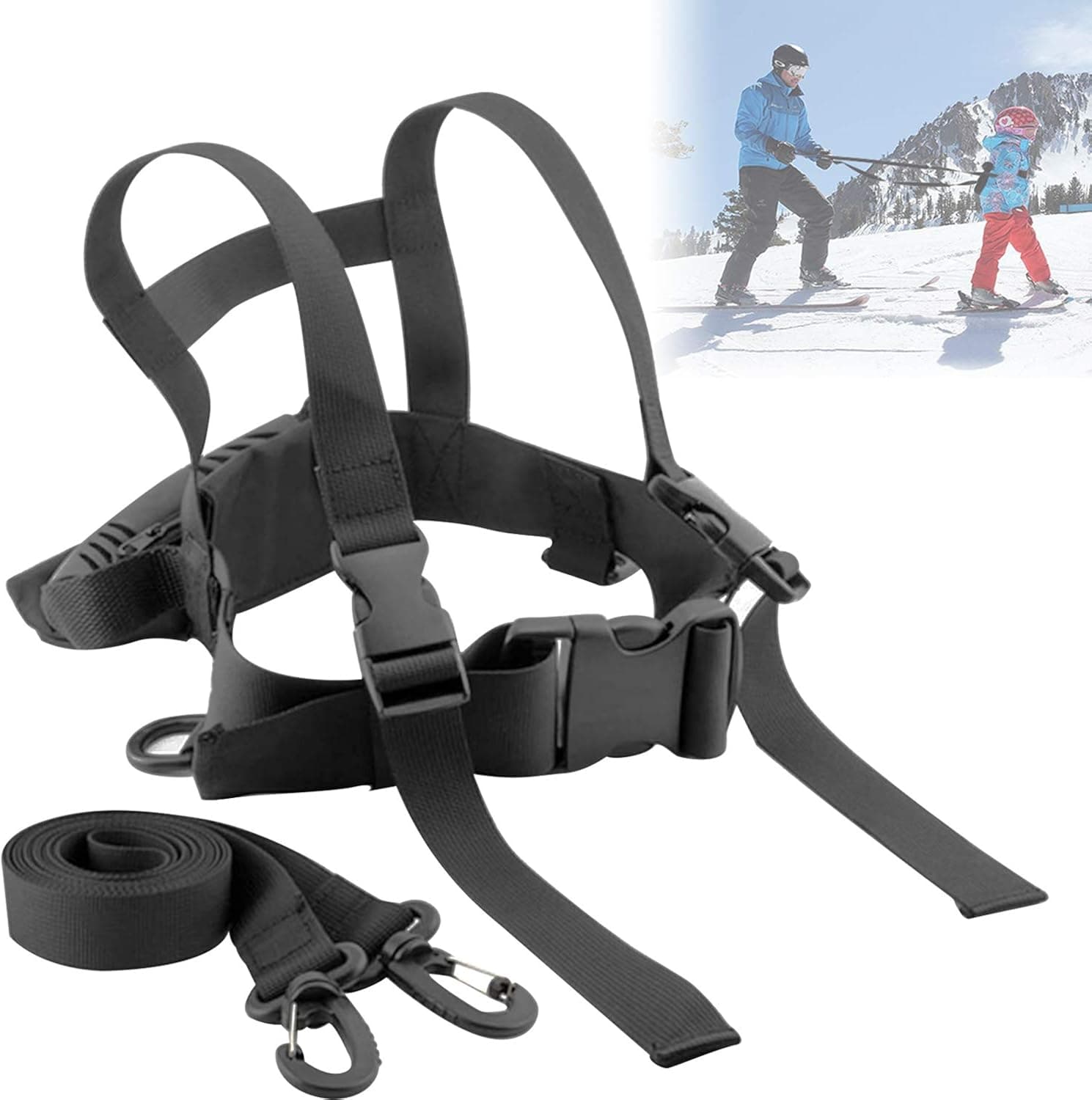 Kids Ski Shoulder Harness, Ski Leash Ski Training Harness, Skating Snowboard, Roller Skating Training Harness, Adjustable Ski Shoulder Harness for Kid Beginners Boy and Girl