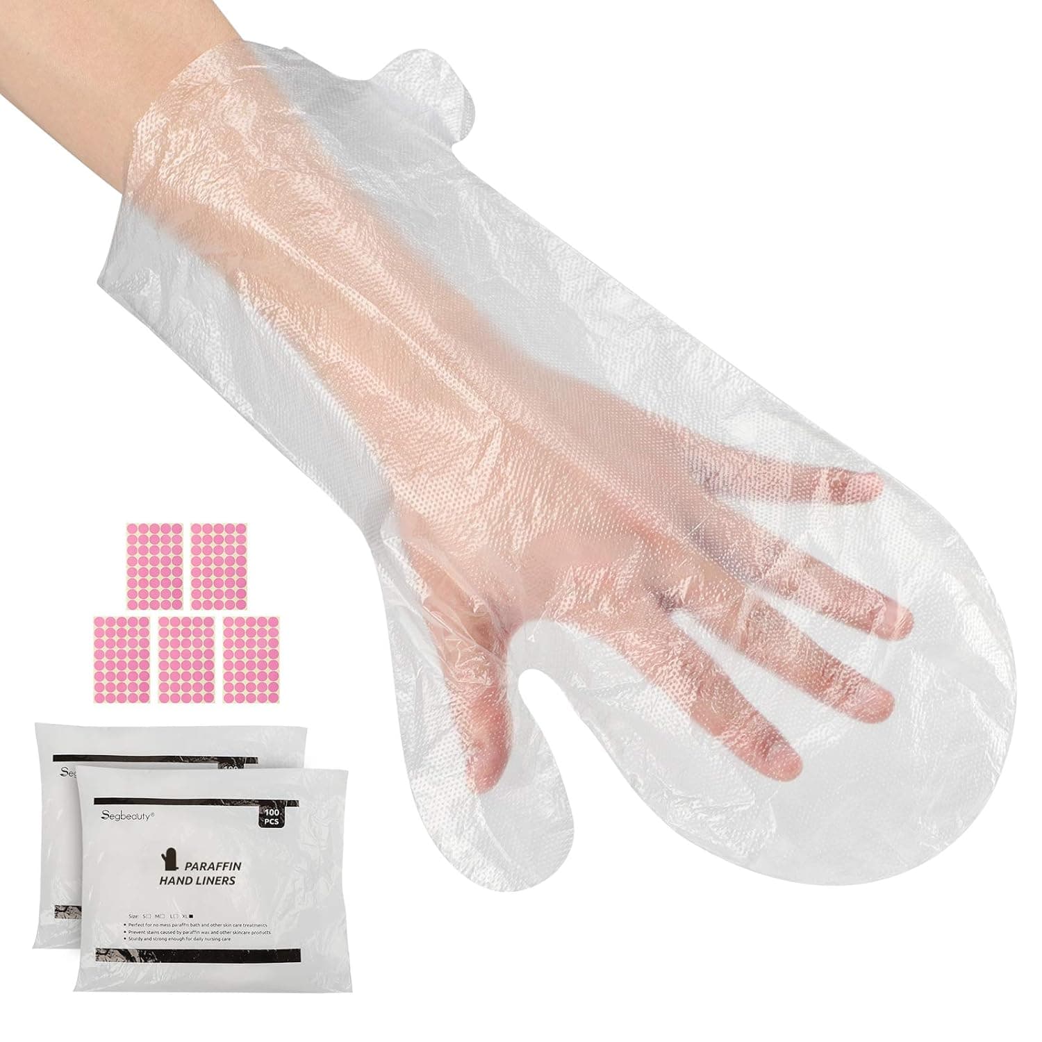 Segbeauty Extra Large Paraffin Wax Liners for Hands, 200 Counts Plastic Paraffin Wax Mittens, Therapy Wax Refill Gloves Hand Heat SPA Bags, Paraffin Bath Mitts Covers for Wax Treatment XL
