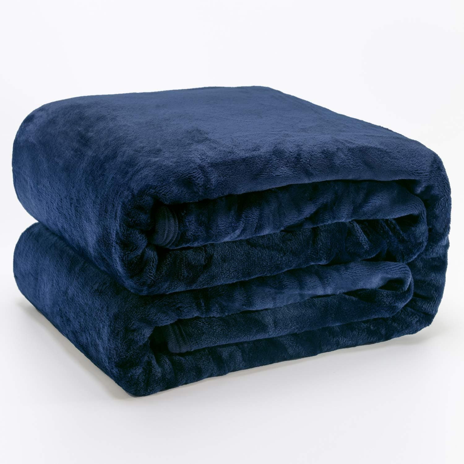 PHOENIX HOME TEXTILES Luxury Soft Flannel Fleece Bed Blanket Warm Fuzzy Lightweight Plush Microfiber Couch Throw (Queen, Dark Blue)