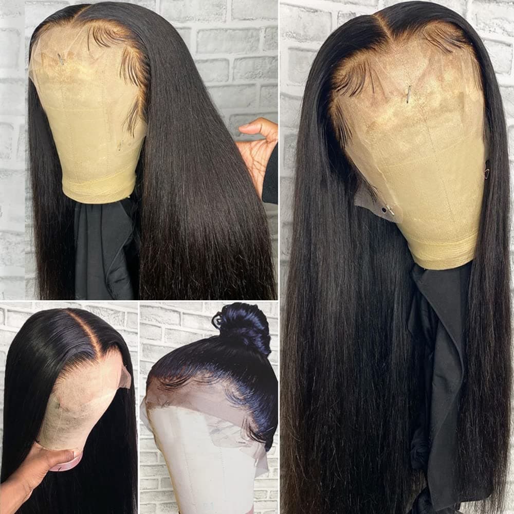Clearance !!!!Last Stock !!! 13X4 Pre Plucked Lace Front Wig 100% Unprocessed Brazilian Virgin Hair Straight Lace Front Human Hair Wig For Black Women Glueless Transparent Lace Frontal Wig With Baby Hair (20 Inch, 13x4 Straight Lace Front Wig)