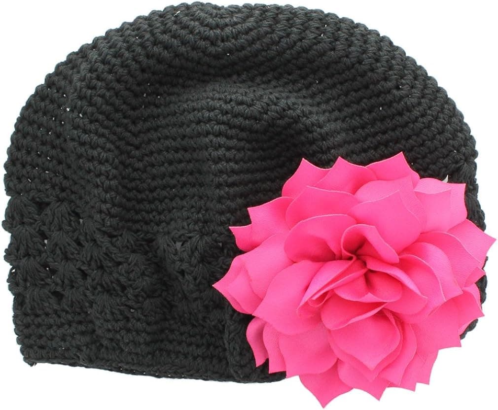 My Lello Little Girl's Crochet Beanie Hat with Flower