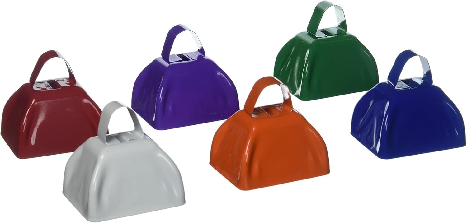 Fun Express Assorted School Color Cowbells (1 Dozen) - Bulk