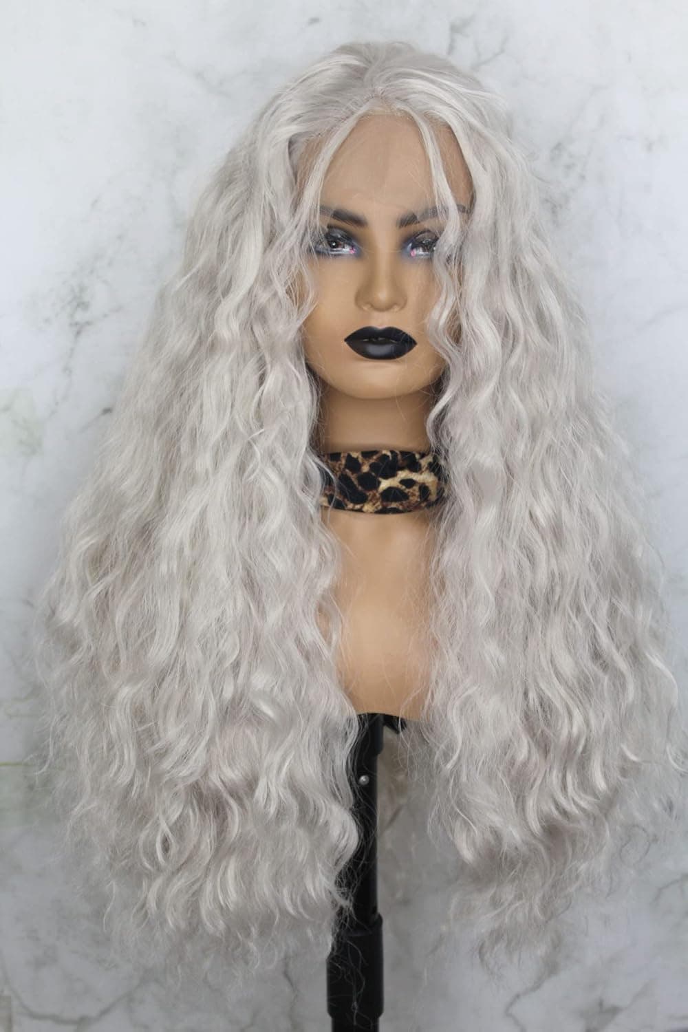 WOWMUSE Synthetic Lace Front Wig Long Platinum Blonde Curly Wig HD Lace Synthetic Wig High Grade Heat Resistant Fibers For Women