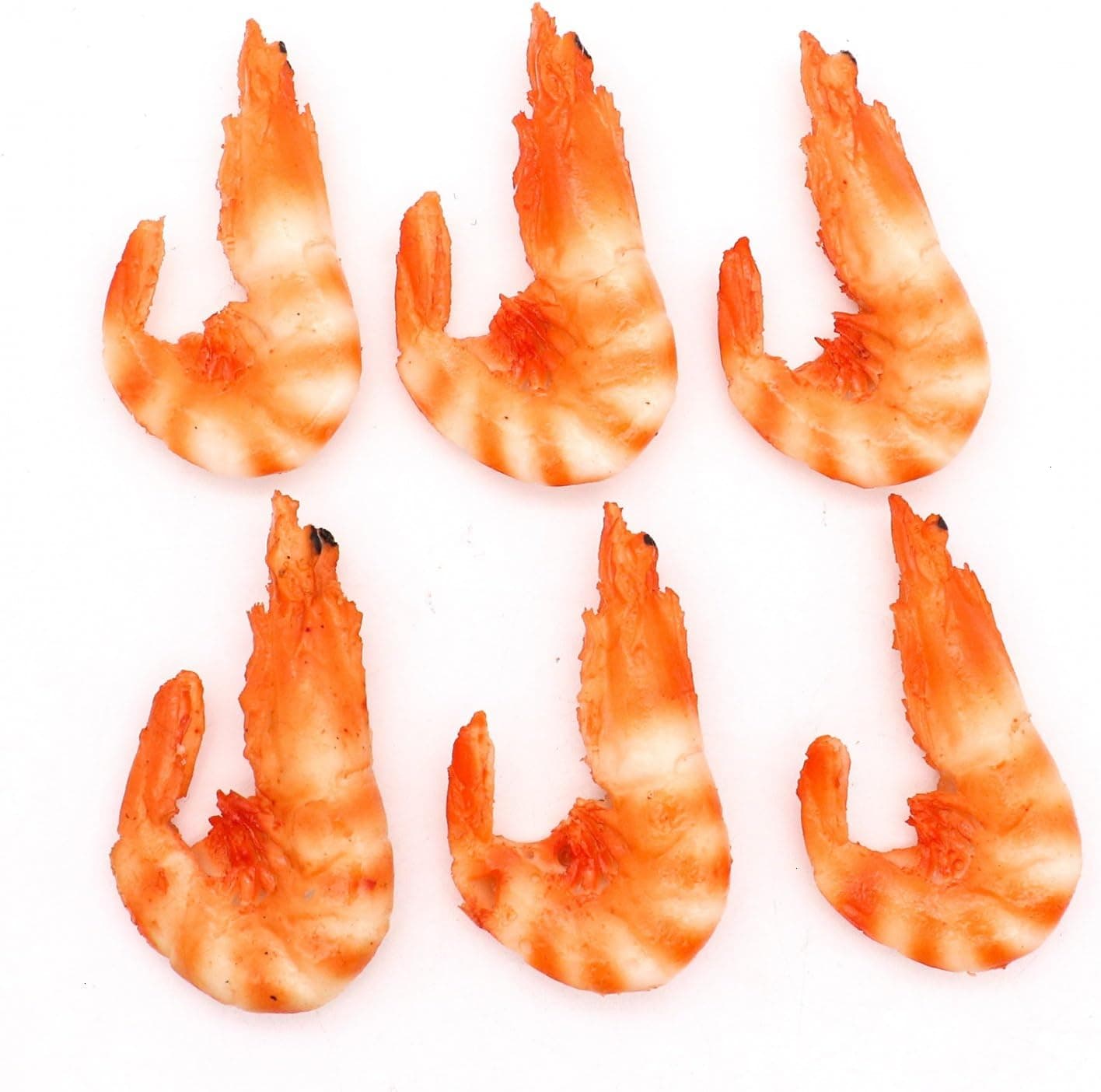 Pomeat Pack of 6 Fake Cooked Shrimp Plastic Lobster Seafood Model for Kitchen Home Party Christmas Halloween Decoration Market Food Sample Display Kids Toy