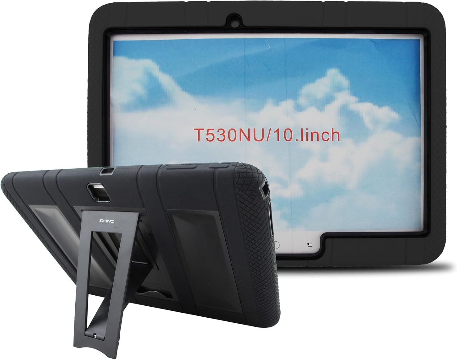 [iRHINO] TM Heavy Duty rugged impact Dual layer Hybrid Case cover with Build In Kickstand Protective Case For Samsung Tablet galaxy Tab 4 10.1 inch T530 (BLACK ON BLACK)