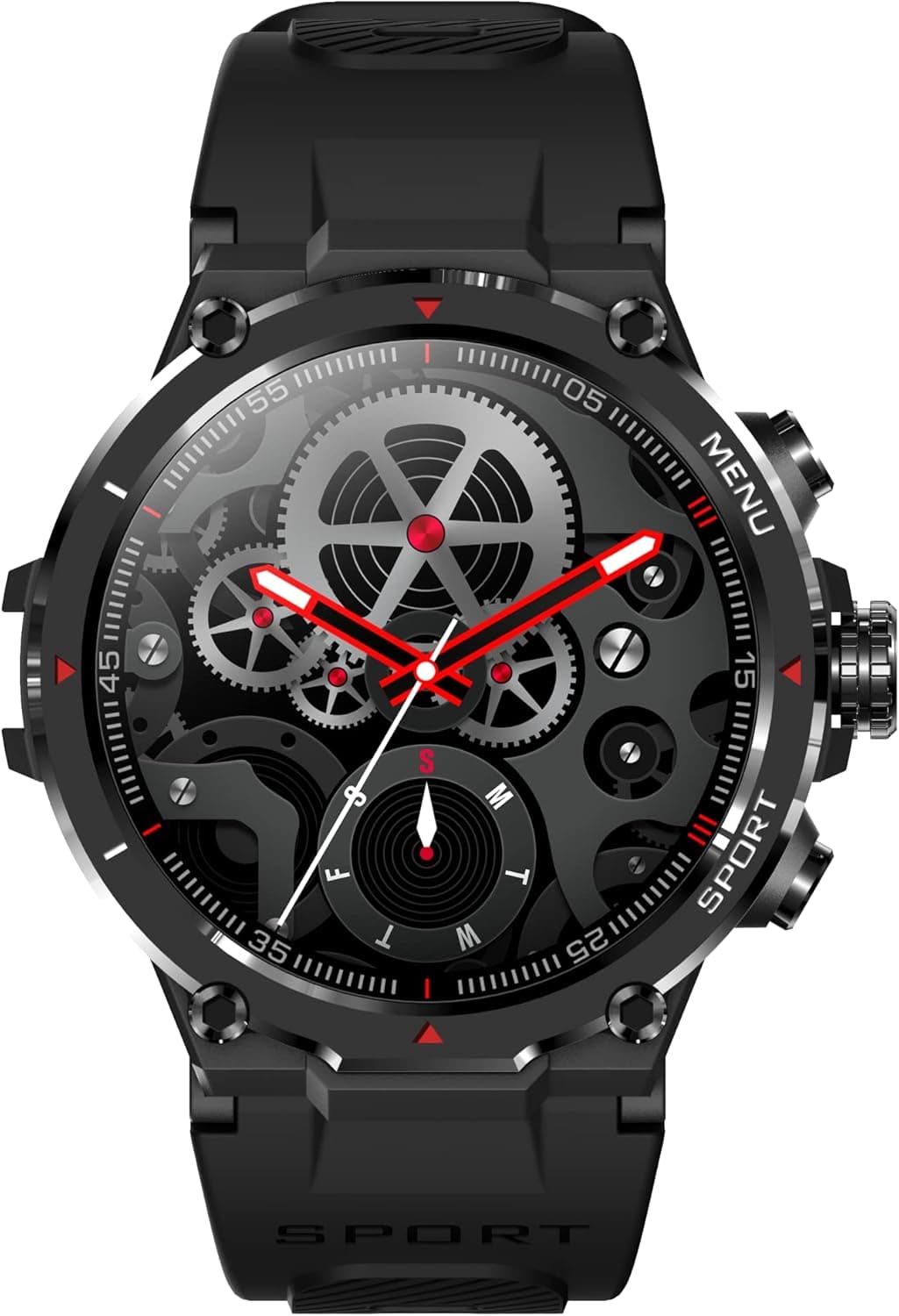 Military Men Smart Watch(Answer/Make Calls), 2022 Newest Bluetooth Tactical Smart Watch for Android iPhone, IP68 Waterproof Outdoor Tough Rugged Fitness Tracker with AI Voice/Heart Rate/Sleep, Black