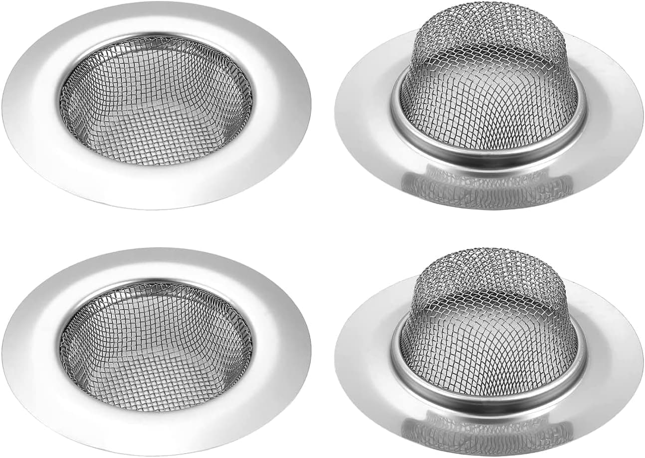 Juvielich Stainless Steel Sink Strainer-3.54" Diameter Rim Mesh Strainer Medium Fine Mesh Perfect for Kitchen Sink/Bathroom Bathtub Wash basin Floor drain balcony Drain Hole Hair Catcher 4Pcs