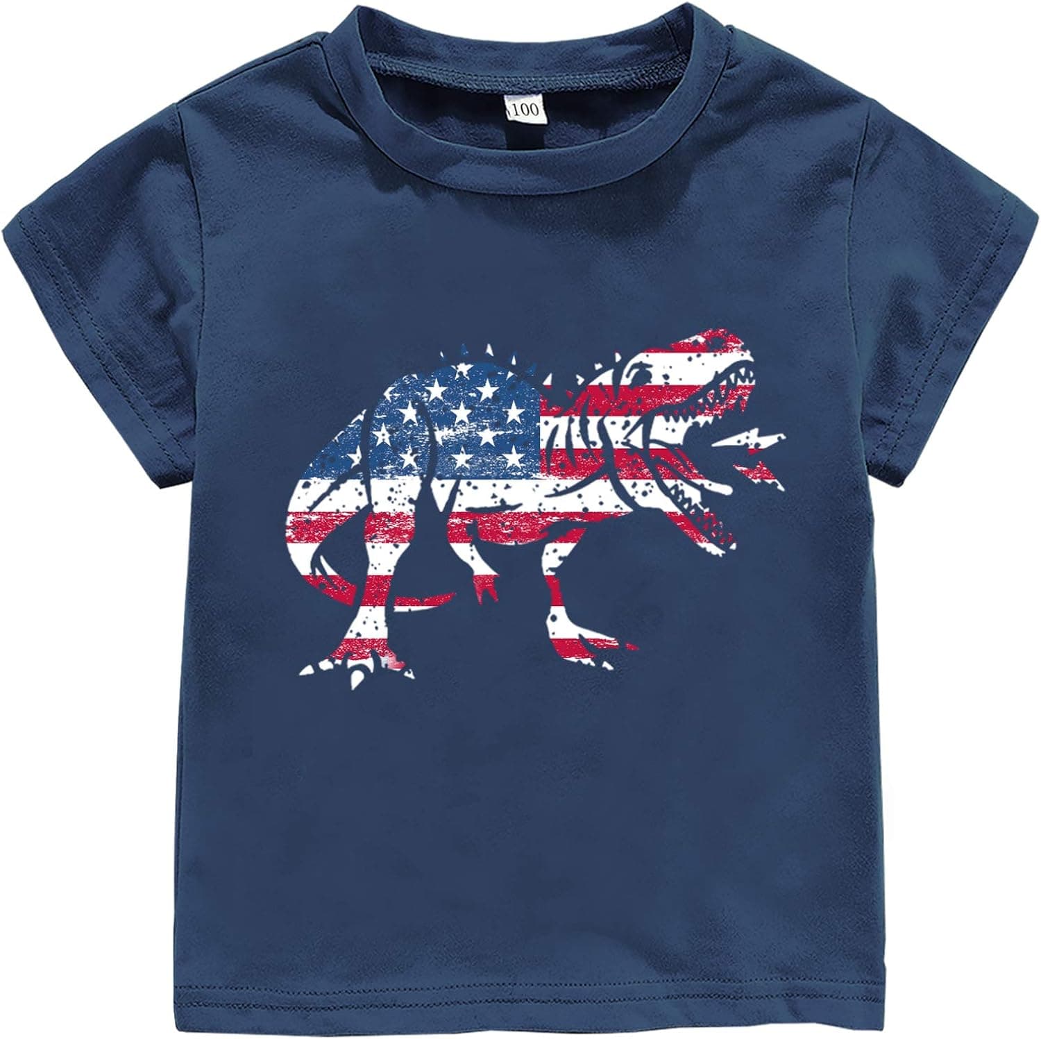 Boys Girls American Dinosaur USA Flag Shirt 4th of July Toddler Baby Kids Tee Tops Independence Day Patriotic Clothes