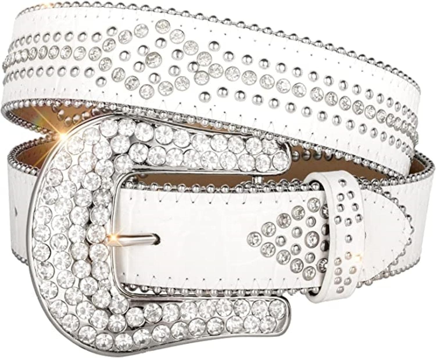 Archbelt Rhinestone Belts for Women Western Belt Cowgirl Cowboy Studded Leather Y2k Bling Belts for Jeans Pants Dress