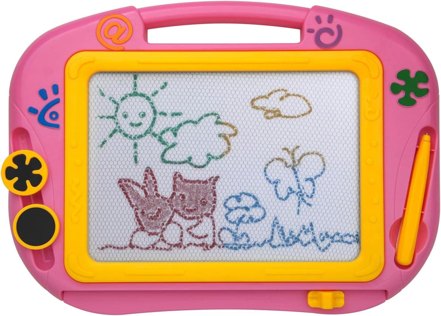 ikidsislands IKS88P [Travel Size] Color Magnetic Drawing Board for Kids, Doodle Board for Toddlers, Sketch Pad Toy for Little Girls (Pink)