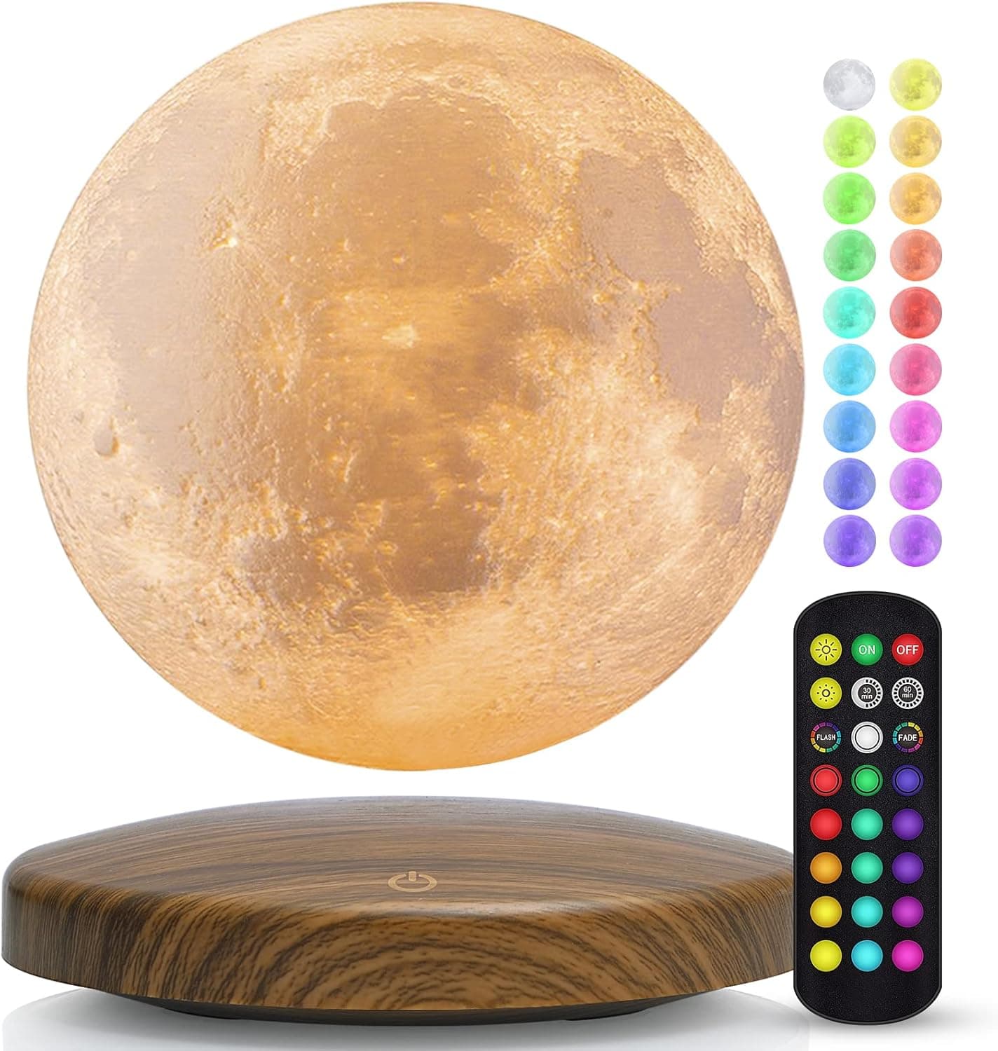 DTOETKD Floating Moon Lamp, Magnetic Levitating Moon Lamp 18 Colors 5.9inch Spinning 3D Night Light with Remote & Magnetic Base, Room Decor Moon Light, Birthday Christmas Gifts for Kids