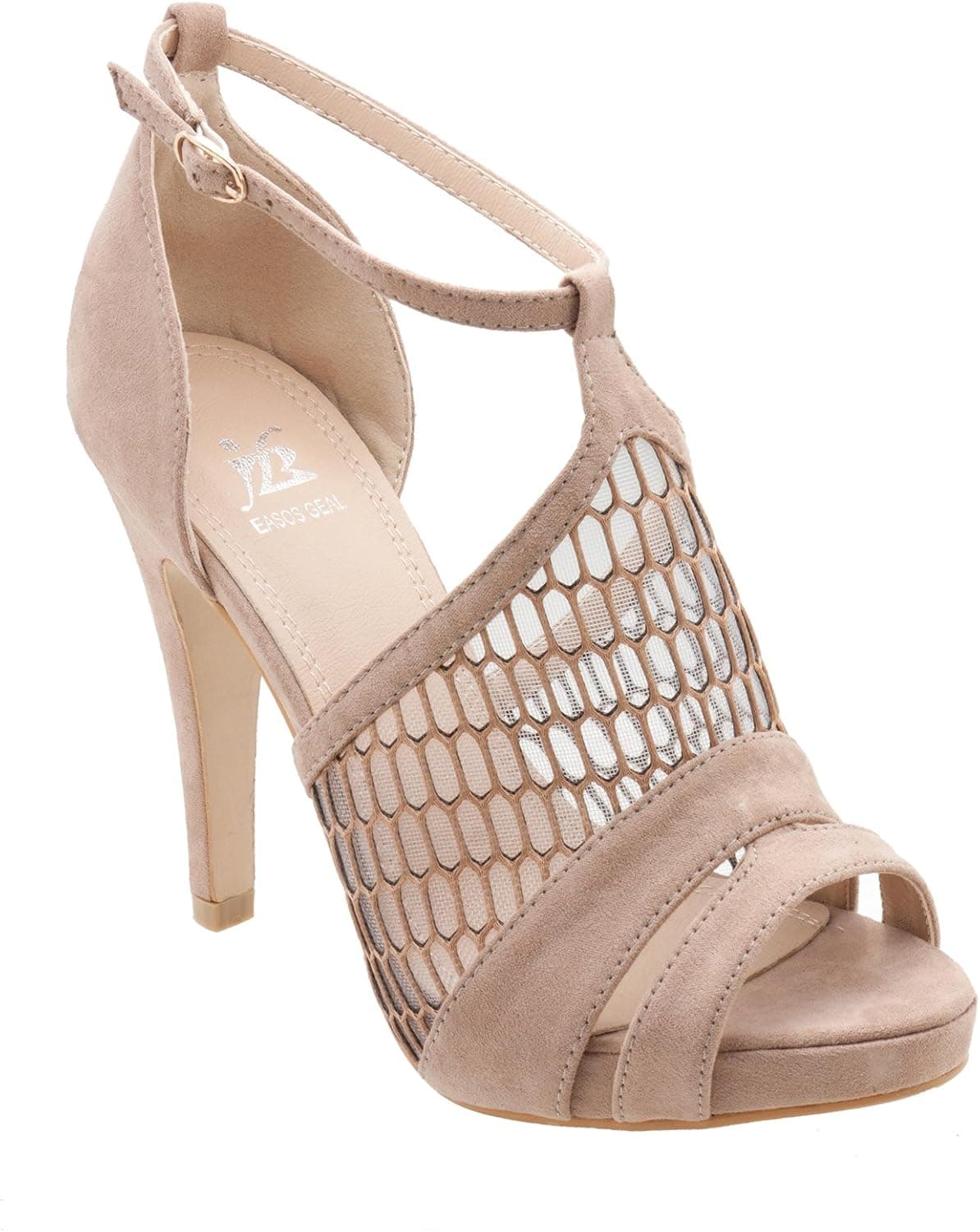Easos Geal Women Breathable Net Peep Toe Pumps Stilettos Fashion Mid Heels Shoes Sandals TUP123