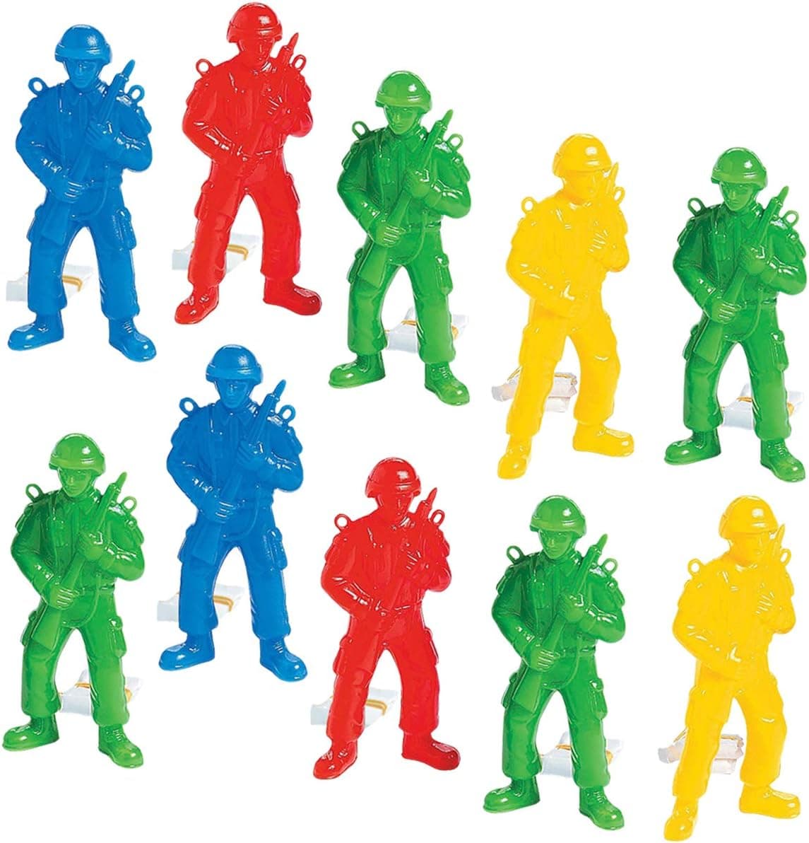 Kicko Plastic Army Parachute Men - Paratroopers - 4.25 Inches - 10 Pack - Assorted Colors - Airborne Soldiers - for Kids' Party Favors, Bag Stuffers, Toys, Prizes