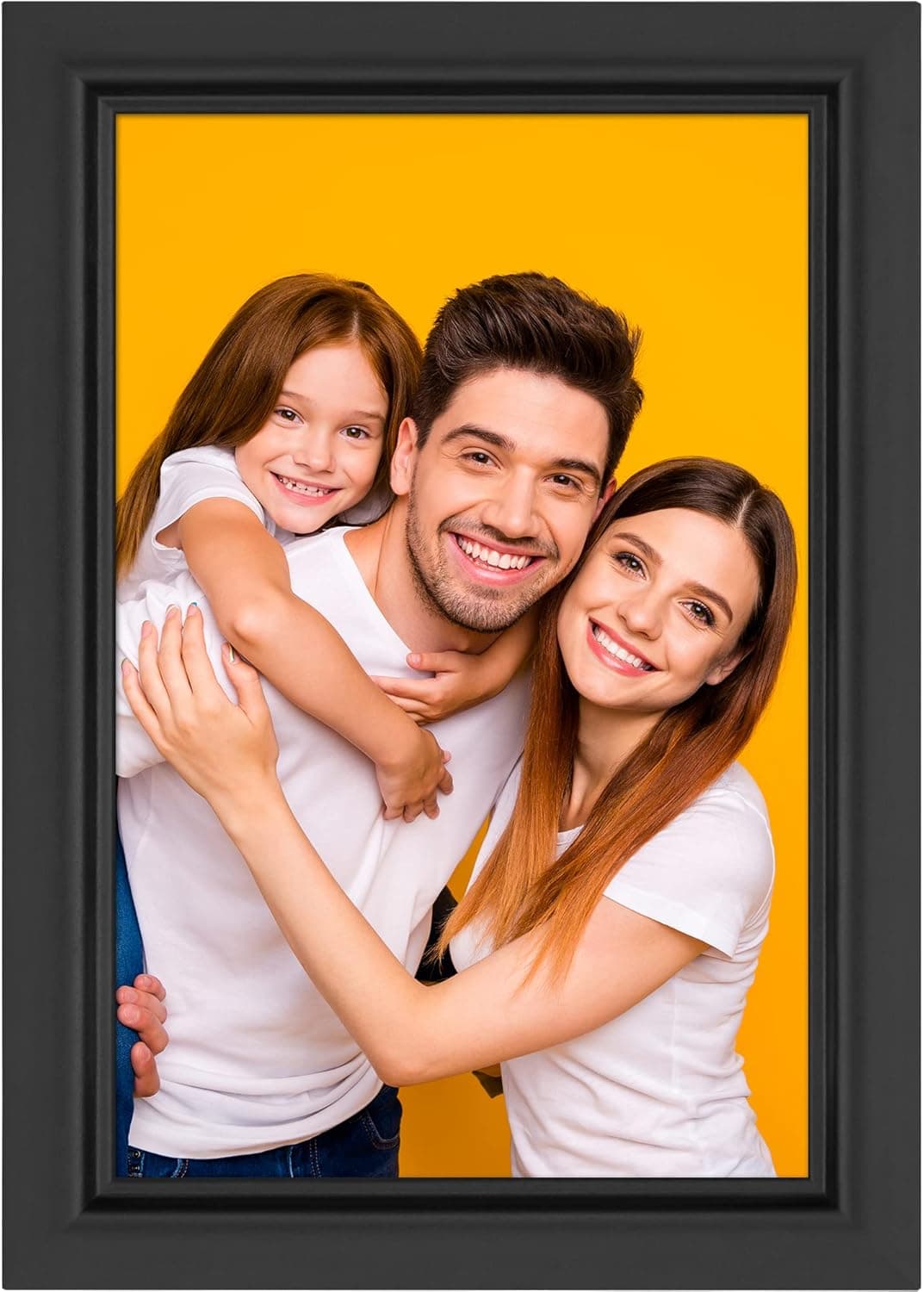 Icona Bay 4x6 Black Picture Frame, Modern Step-Down Molding for Wall Mount & Tabletop Display, Wood Composite Photo Frame, Joy Collection