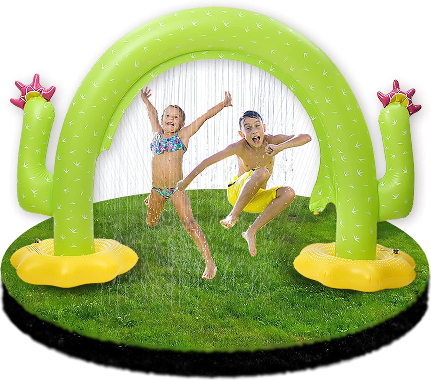 Happitry Inflatable Arch Sprinkler for Kids Ages 3 Year Old and Up, Cactus Water Spraying Toy for Toddlers Outdoor Backyard Play, Large Water Sprinkler Bring Boys and Girls More Summer Water Fun