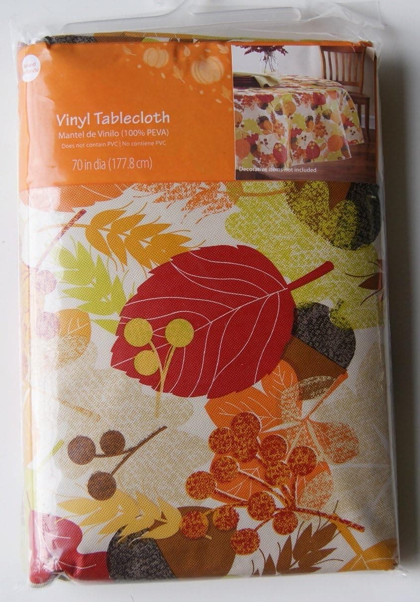 Autumn Leaves Design Vinyl Tablecloth - 70" Round