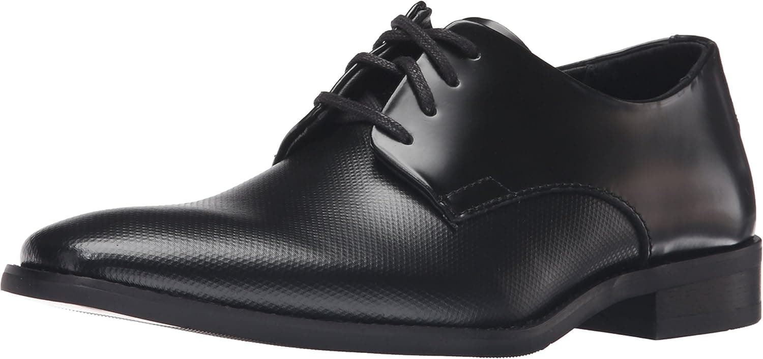 Calvin Klein Men's Ramses Oxford, Black Box Texture Leather, 10 Medium US