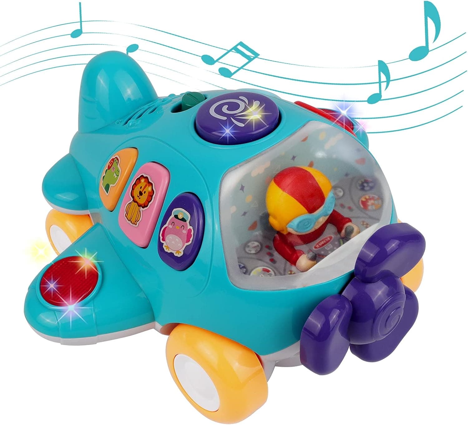 DeXop Musical Baby Toys,18 Months+ Old Airplane Toy Crawls Preschool Learning Toddler Toys,for 2 3 Year Old Baby Boy Gifts and Baby Girl Birthday Toys