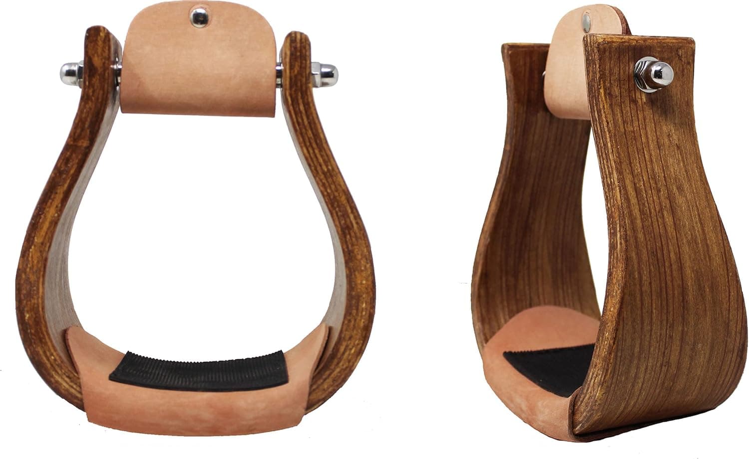 CHALLENGER Horse Horse 5" Wide Western Saddle Lightweight Wooden Stirrups w/Leather Tread 51221