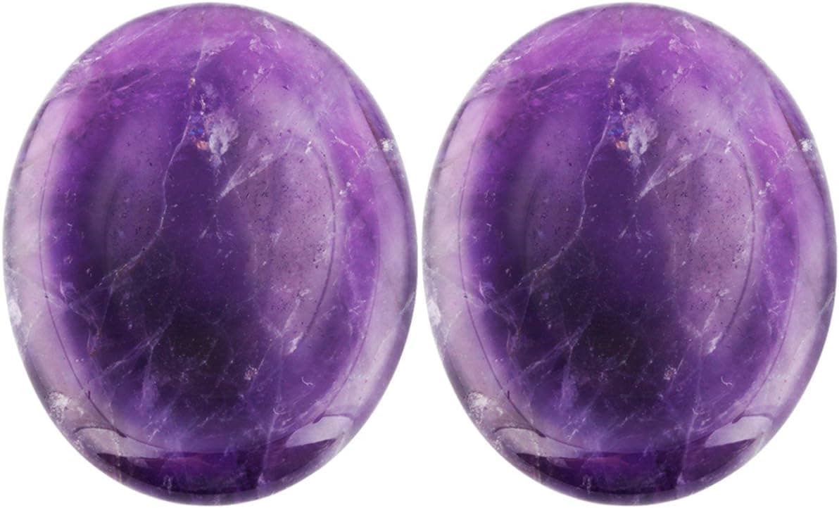 Rockcloud Natural Worry Stone,Thumb Palm Stones for Anxiety, Healing Crystal, Amethyst