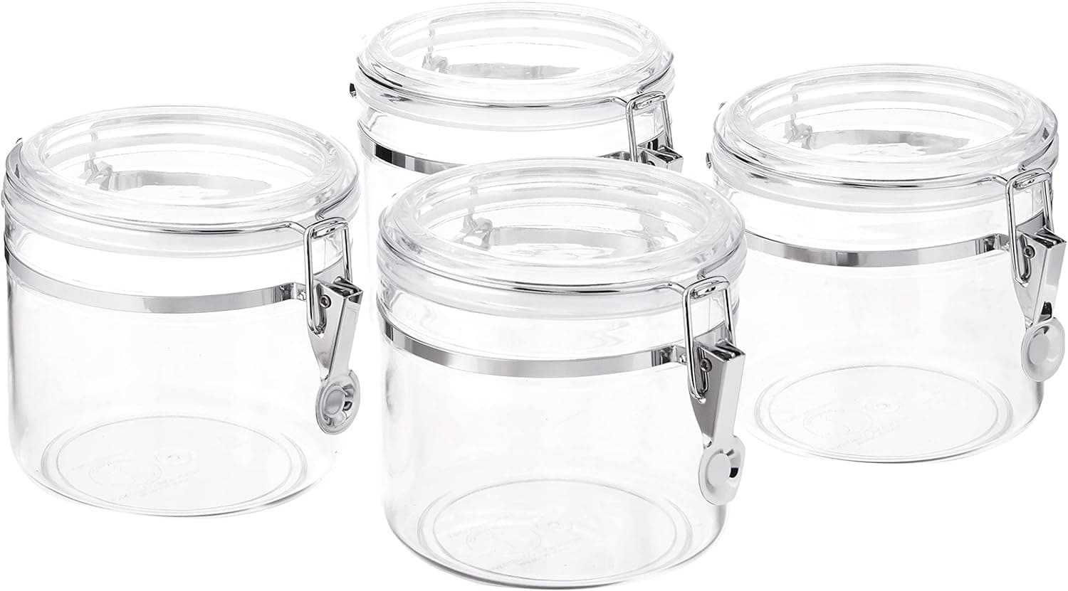Anchor Hocking 32-Ounce Acrylic Round Canister with Clamp Top Lid, Set of 4