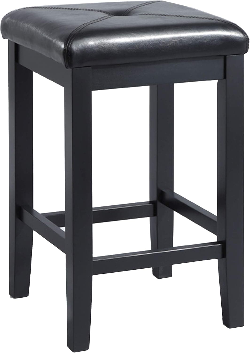 Crosley Furniture Upholstered Square Seat Bar Stool (Set of 2), 24-inch, Black