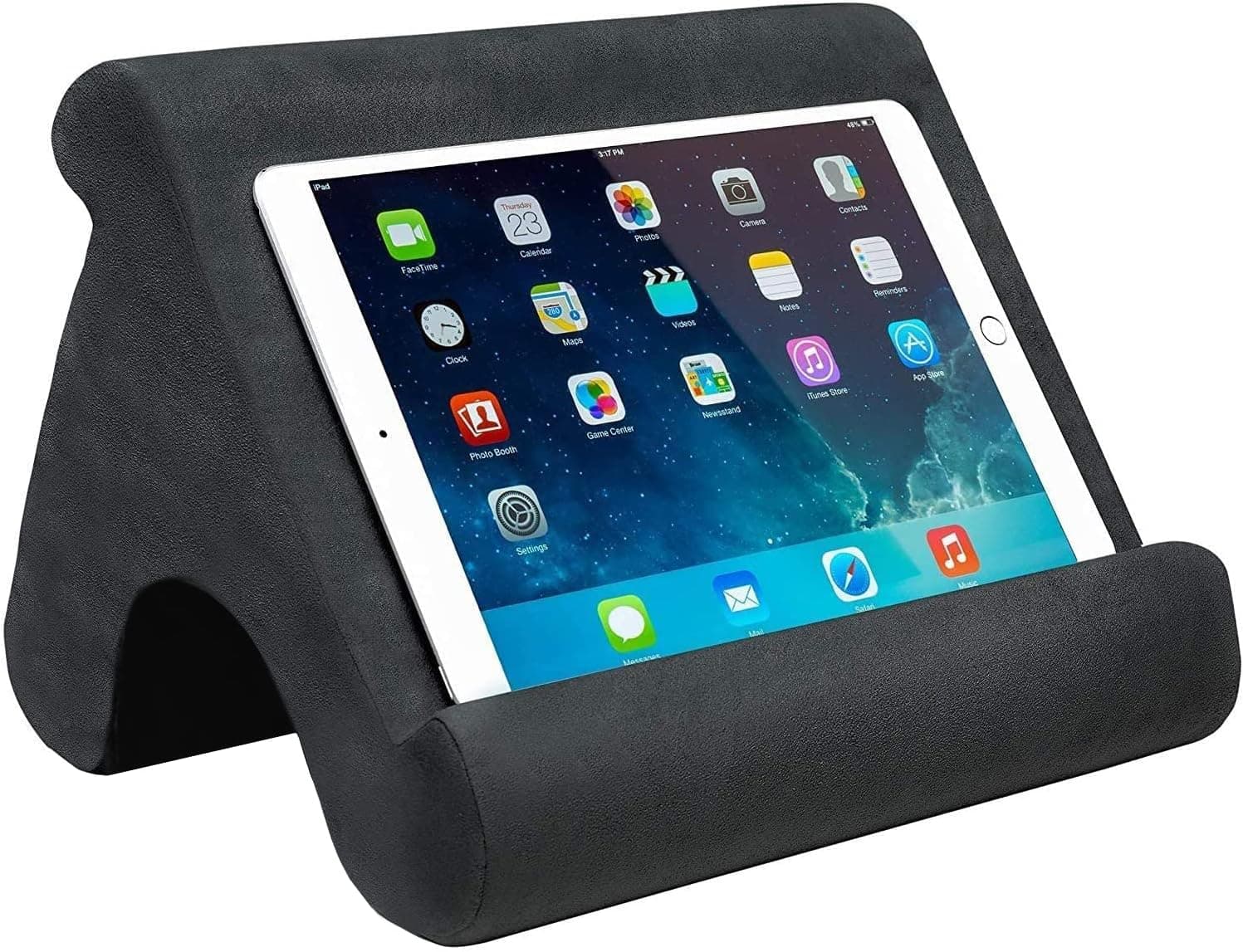 SAMHOUSING Tablet Pillow Stand - Tablet Holder Dock for Bed with Multi-Viewing Angles, Compatible with iPad Pro 9.7, 10.5,12.9 Air Mini 4 3, Kindle, Galaxy Tab, E-Reader (Dark Grey)