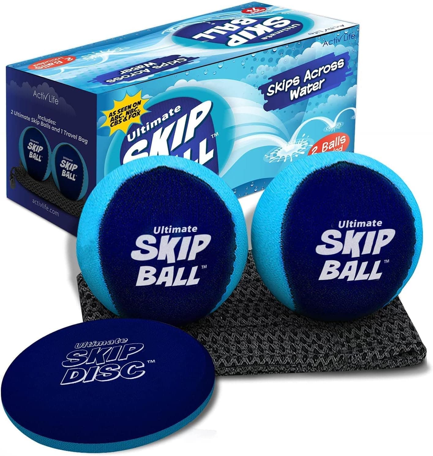 Activ Life Skip Ball, 2 Pack (Navy, Teal), Water Skipping Ball, Skip Balls for Swimming Pools, Pool Ball and Pool Toy for Kids, Easter Basket Stuffer Gift for Kids