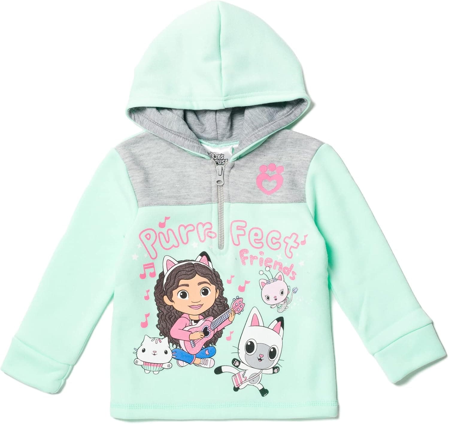 Dreamworks Gabby's Dollhouse Pandy Paws Girls Half Zip Hoodie Toddler to Little Kid