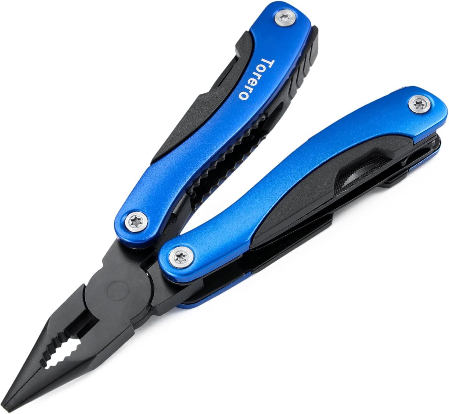 Torero TRL1 Multi-Tools Pliers with Black Oxide Finish, 14- in-1 Tools, Full-Size 2.6-inch 420 Steel Blade, 6.1-inch Handle, Sliver Blue Available