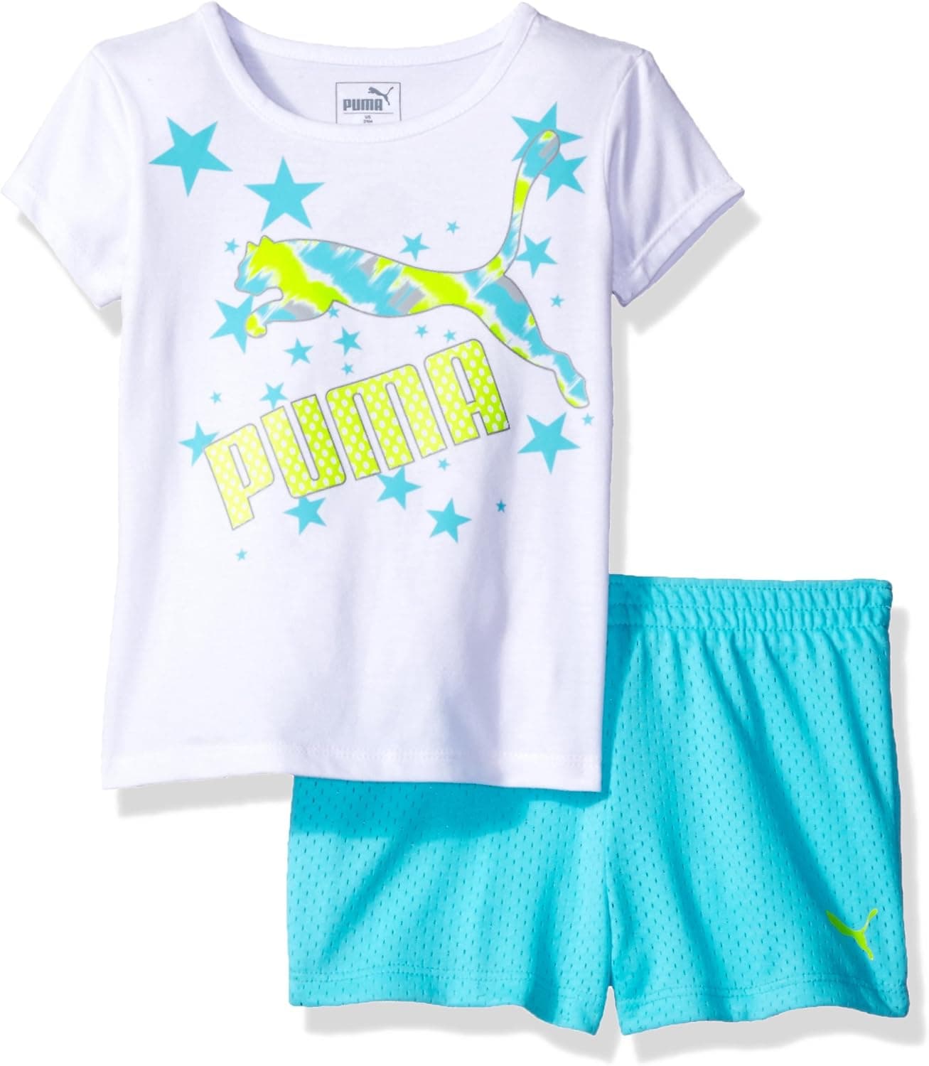 PUMA Girls' 2-Piece Active Tee and Short Set