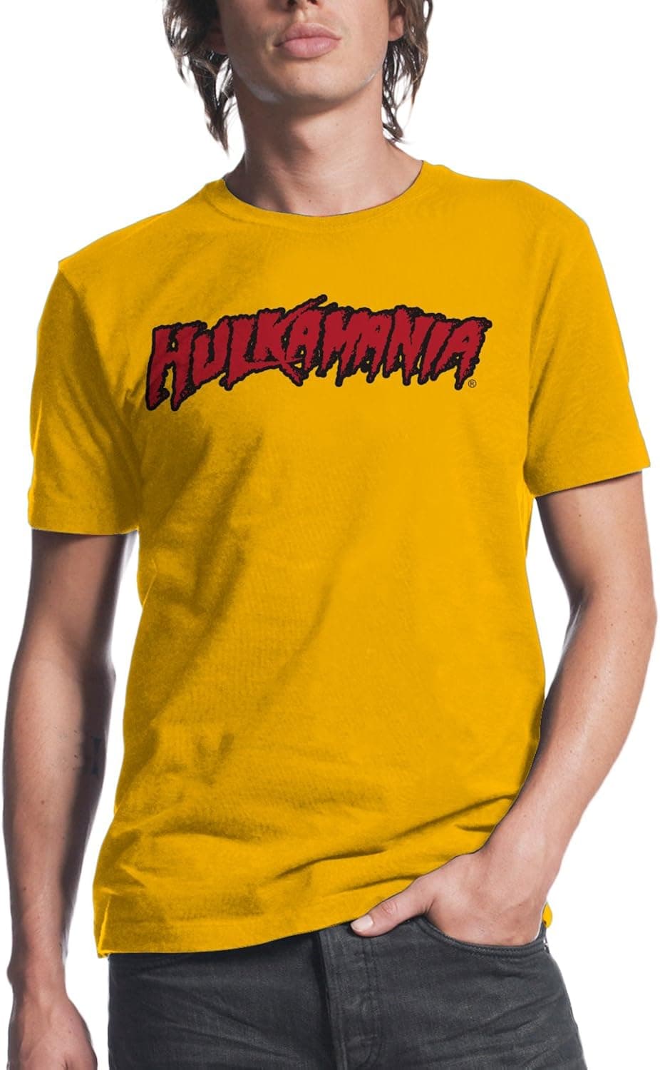Hulkamania WWE Hulk Hogan Mens Yellow T-Shirt