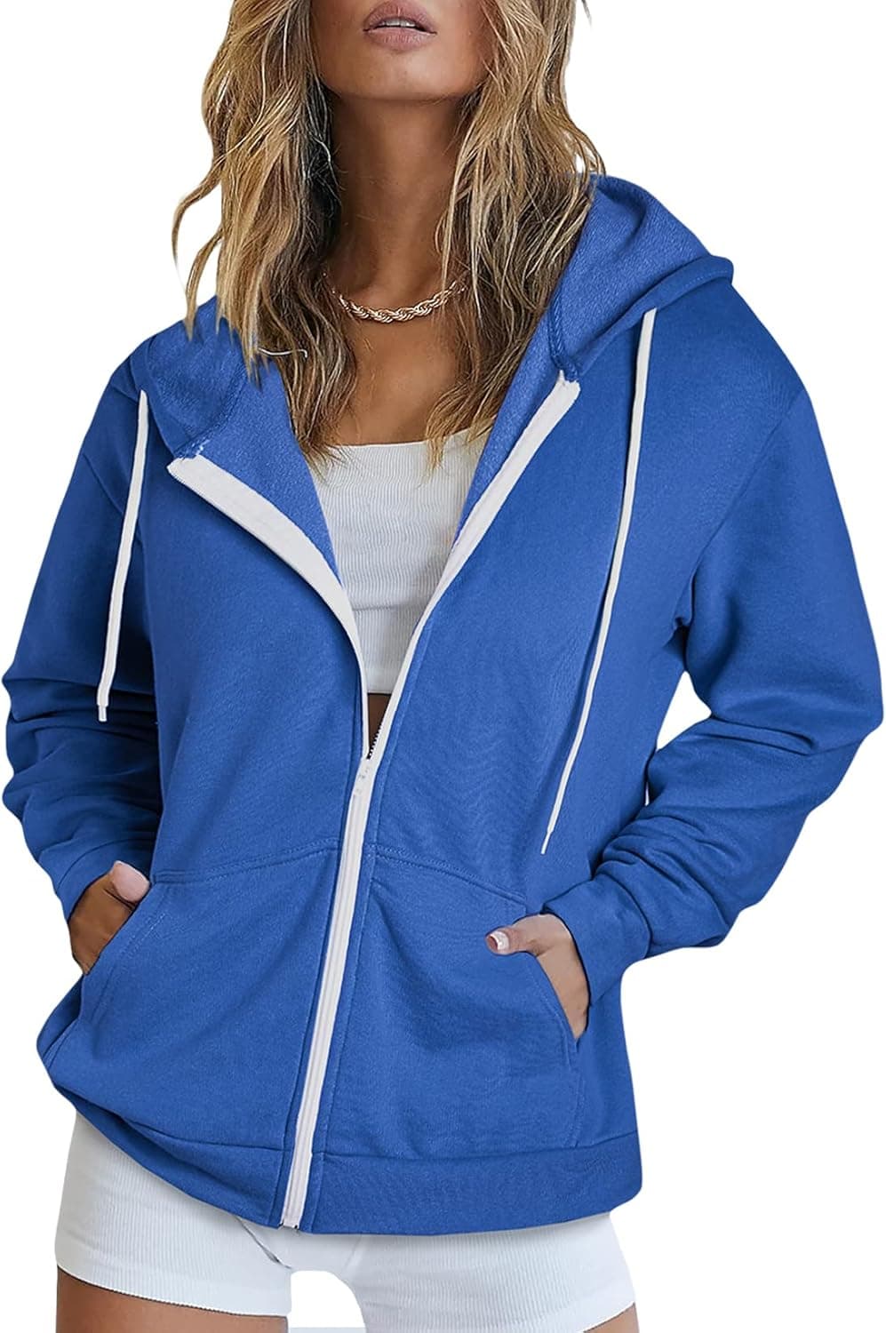 FIYOTE Womens Long Sleeve Zip Up Hoodie Sweatshirt Casual Tops with Pockets
