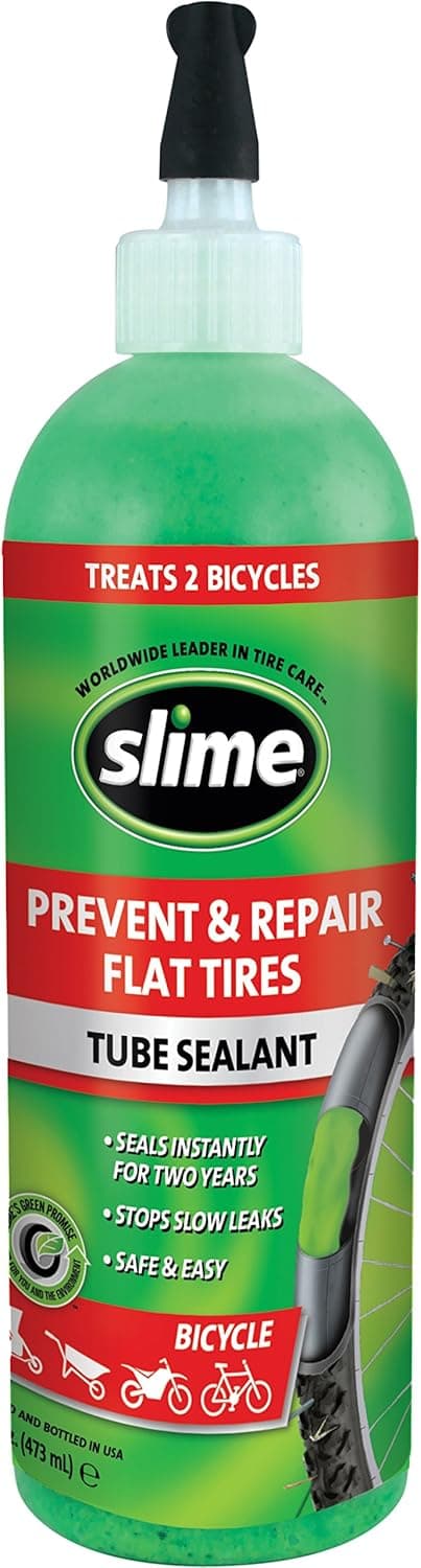 Slime 10056W Bike Tube Puncture Repair Sealant, Prevent and Repair, Suitable for All Bicycles, Non-Toxic, Eco-Friendly, 16oz Bottle