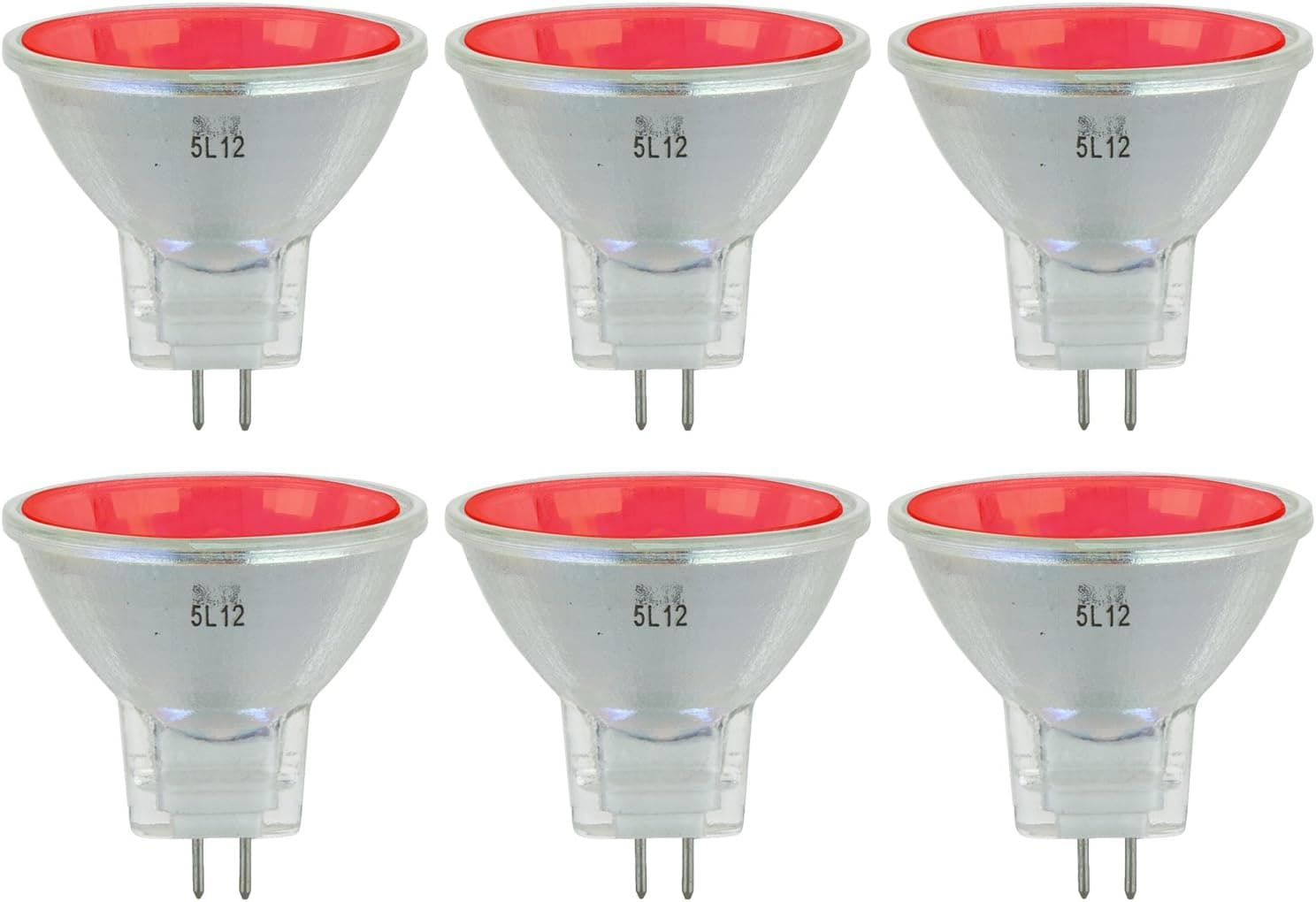 Sunlite 40770-SU 20MR11/SP/12V/R Color MR11 10° Narrow Spot Halogen Lamps, 20-Watt, 12-Volt, GU4 2-Pin Base, Cover Glass, Dimmable, 2,000 Hour Life Span, 6 Pack Red