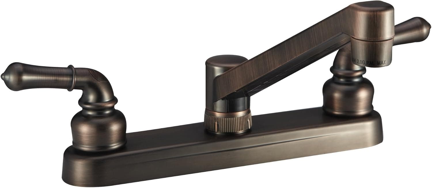 Dura Faucet DF-PK600C-ORB Classic RV Kitchen Sink Swivel Faucet with Two Handles (Oil Rubbed Bronze)