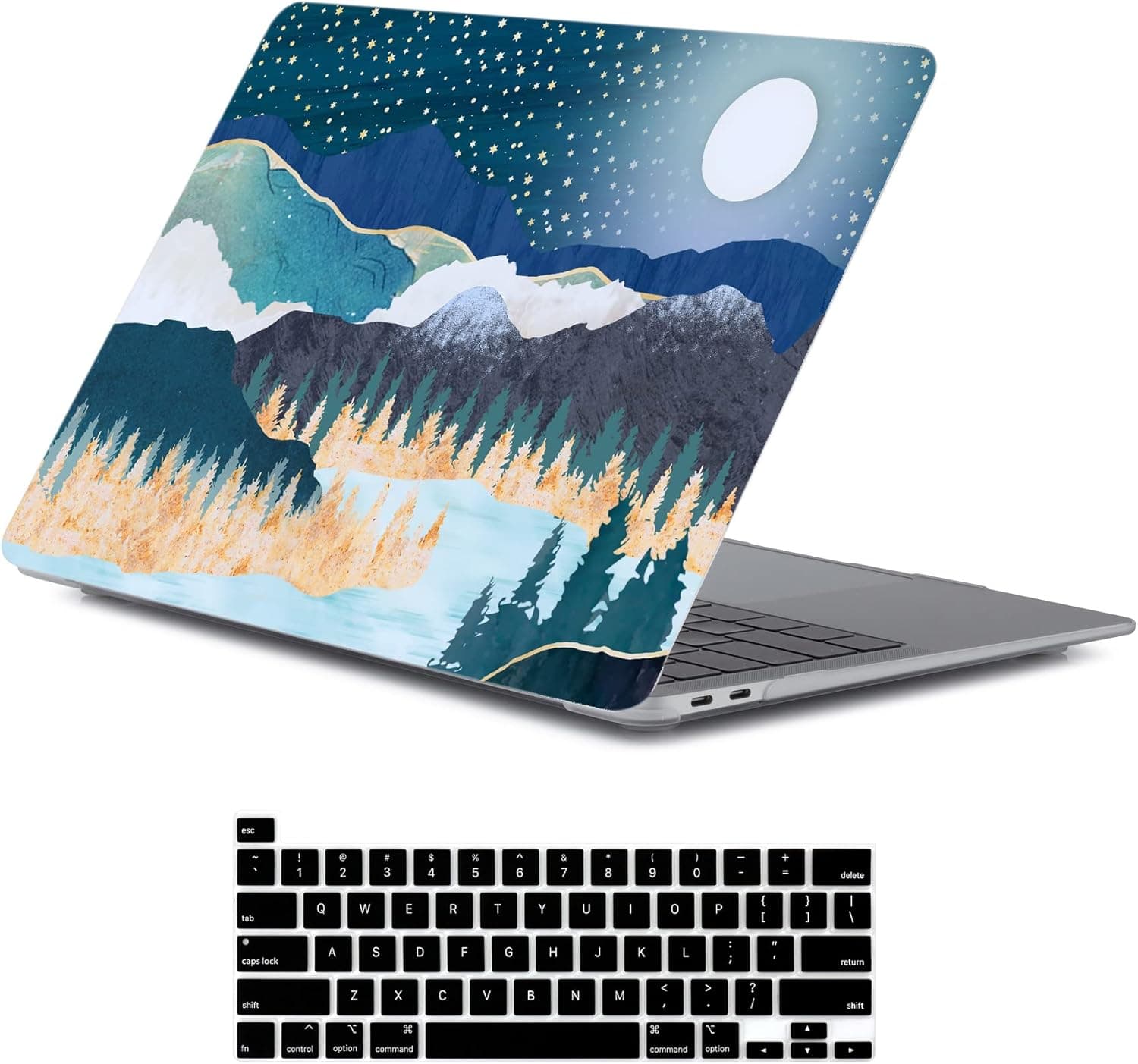 LanBaiLan Compatible for MacBook Pro 13 inch with Touch Bar 2020 2019 2018 2017 2016 Release M1 A2338 A2289 A2251 A2159 A1989 A1706 A1708, Laptop Hardshell Case and Keyboard Cover, Art Scenery