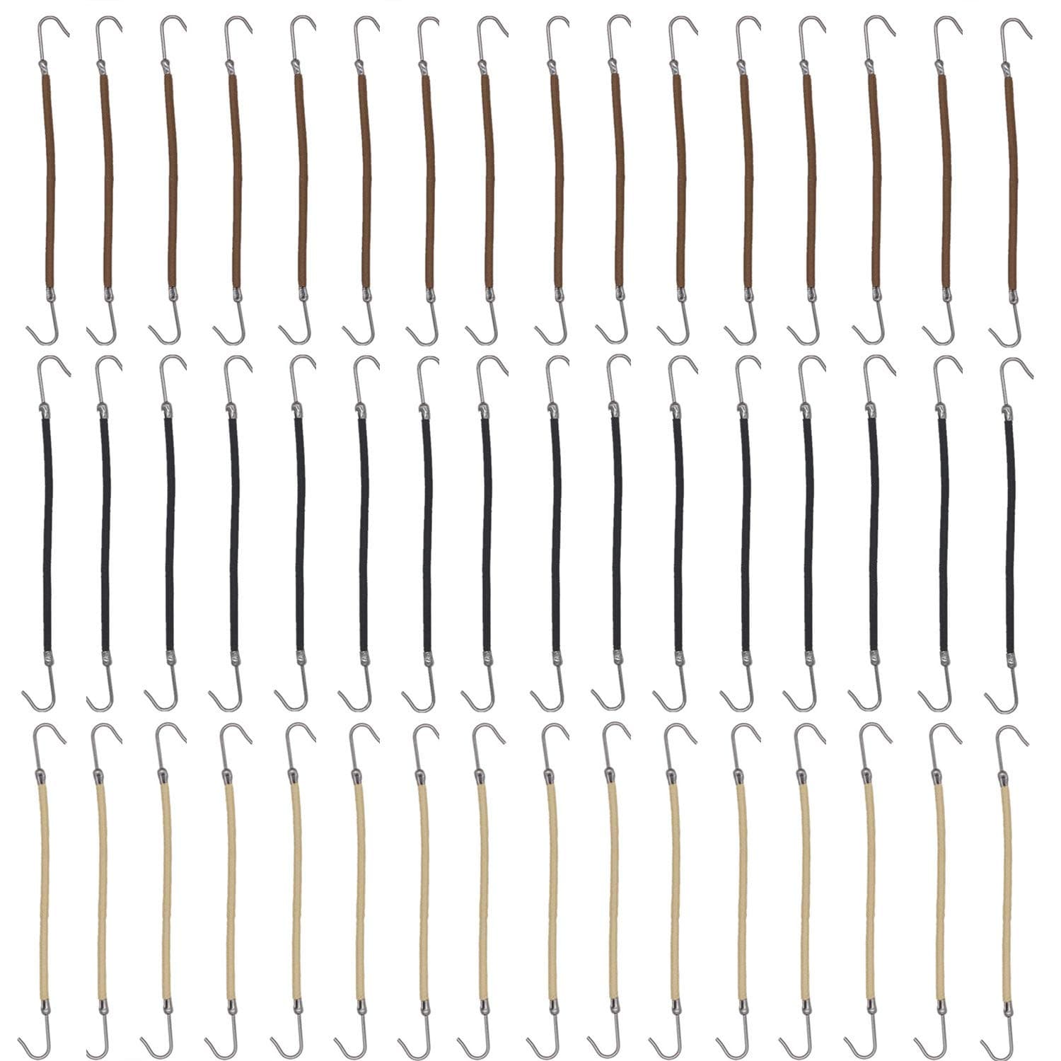 MIAO JIN 60 Pcs Hair Styling Ponytail Hooks Elastic Rubber Bands for Women Girls (Black, Brown, Khaki)