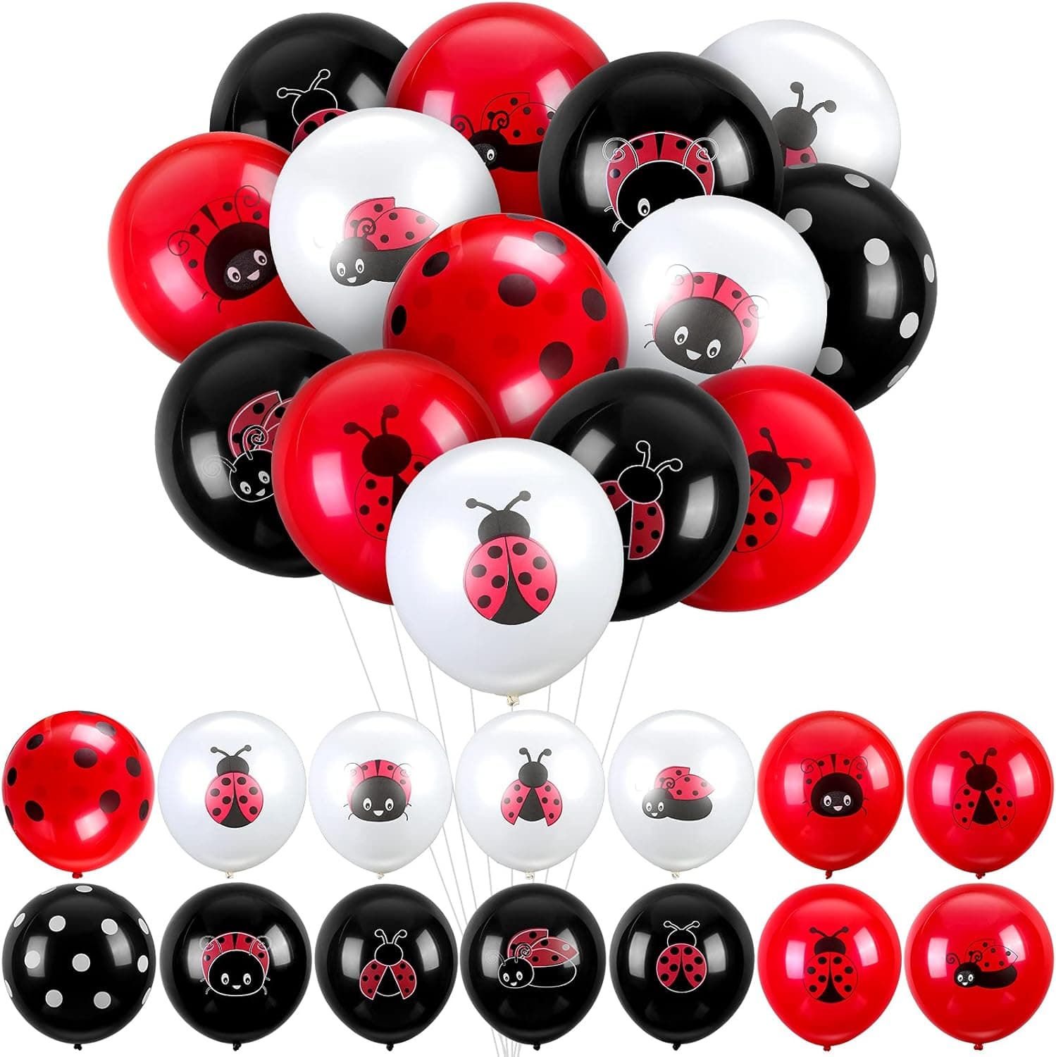 68 Pieces Ladybug Theme Balloons Black Red Polka Dot Balloons Ladybug Latex Balloons Ladybug Birthday Party Supplies for Kid Birthday Party Ladybug Theme Party Decorations