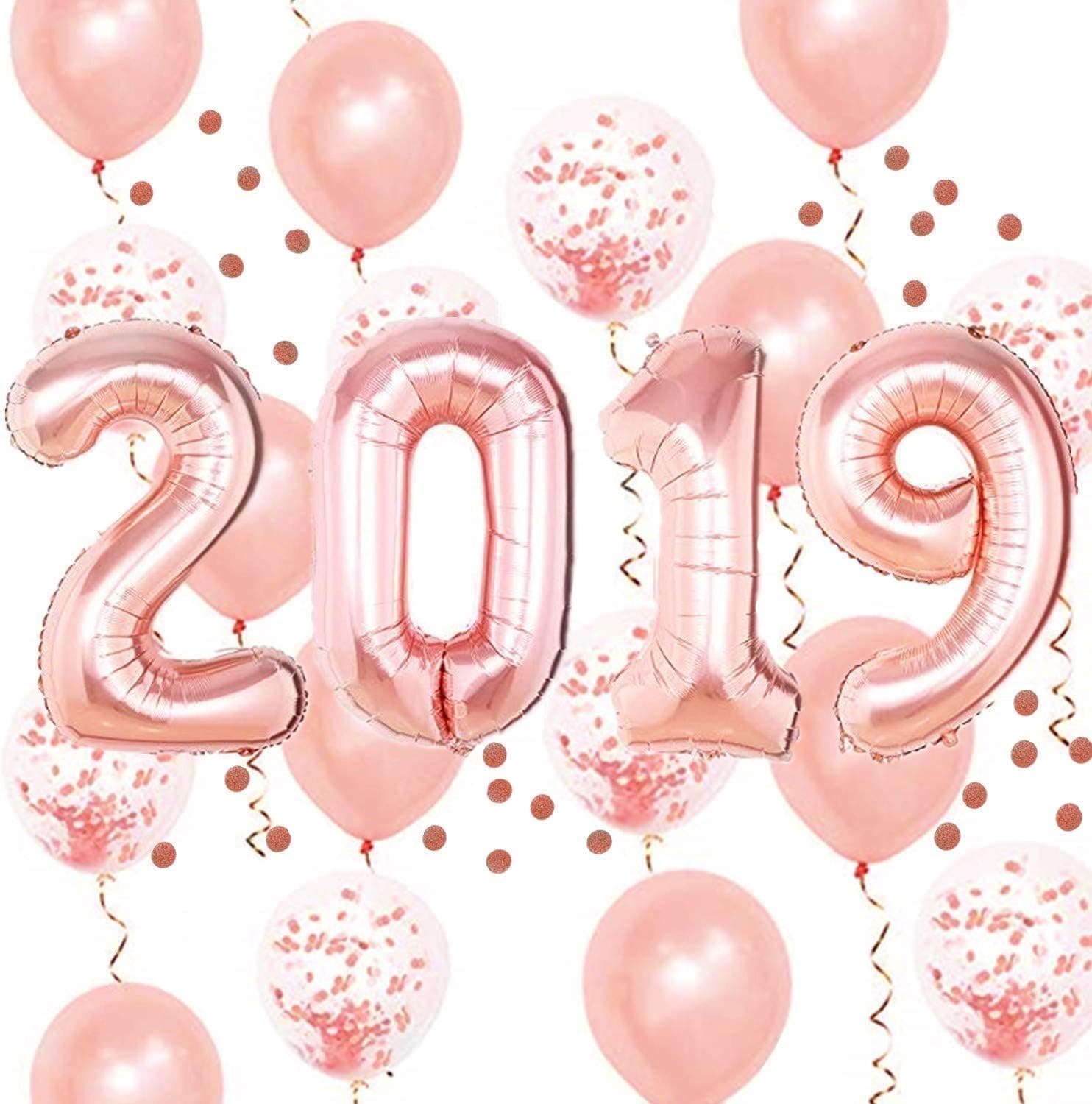 32inch Rose Gold 2019 Balloons and Party Confettis Kit for 2019 New Year Eve Party Decorations