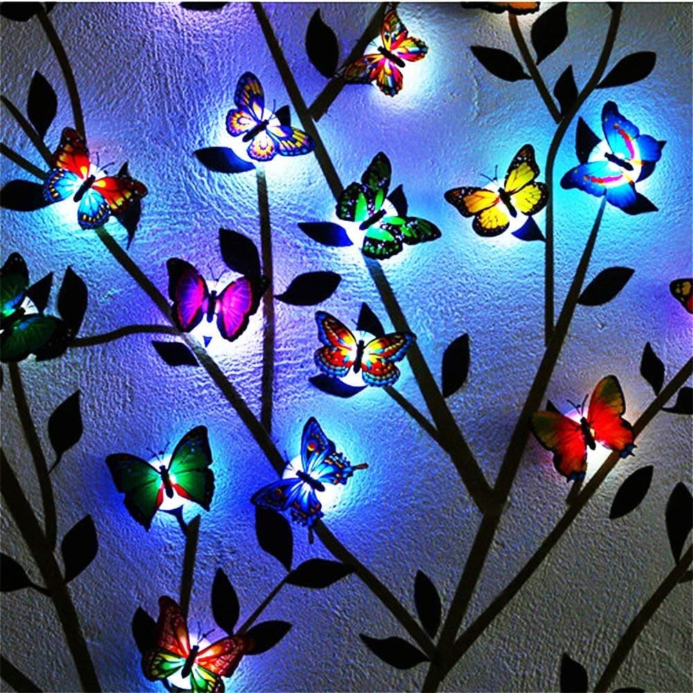 Madowl Butterfly Light Butterfly Wall Stickers for Bedrooms 3D Butterfly Night Light Up Butterflies Sticker Wall Art Decorations, Wall Stickers for Wall Decor Art Kids Room Bedroom Decor(Pack of 24)